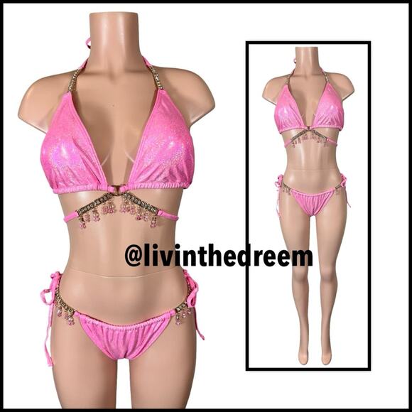 MODA MINX MAGIC IN MAKO WRAP TRIANGLE XL & RUCHED TIE SIDE BIKINI BOTTOMS L $79 - Picture 2 of 13